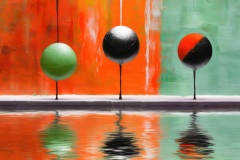 three abstract balls with water reflection-01