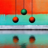 three abstract balls with water reflection-02