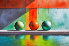 three abstract balls with water reflection-03