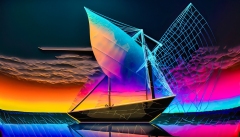 Segelboot-neon-abstrakt-2