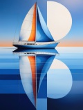 Segelboot im Mondlicht abstrakt-11