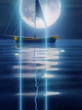 Segelboot im Mondlicht abstrakt light painting-01